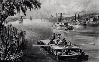 Bound Down the River, pub. by Currier and Ives, 1870 by American School